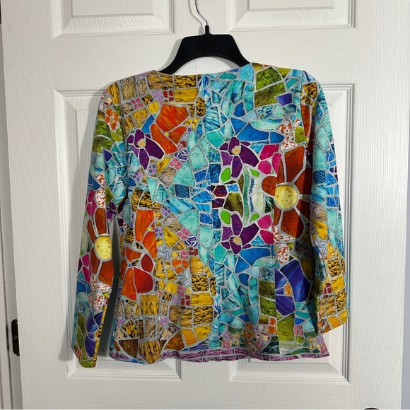 Simply Art by Dolcezza round neck zip front jacket, bold, vibrant, no size tag - Picture 7 of 7